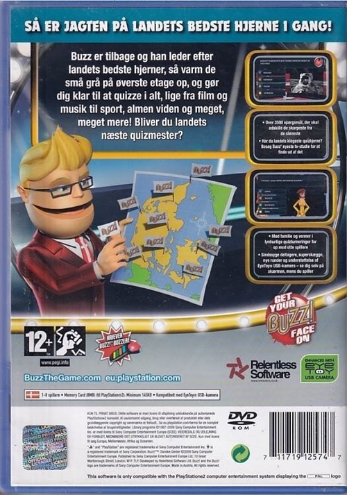 Buzz Danske Genier - PS2 (B Grade) (Genbrug)